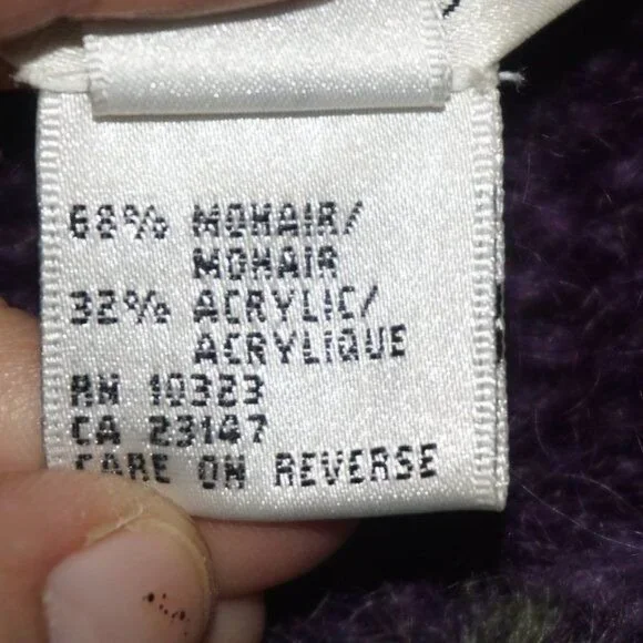 Vintage 90s Hand Knit Mohair Cardigan Sweater - Picture 4 of 6